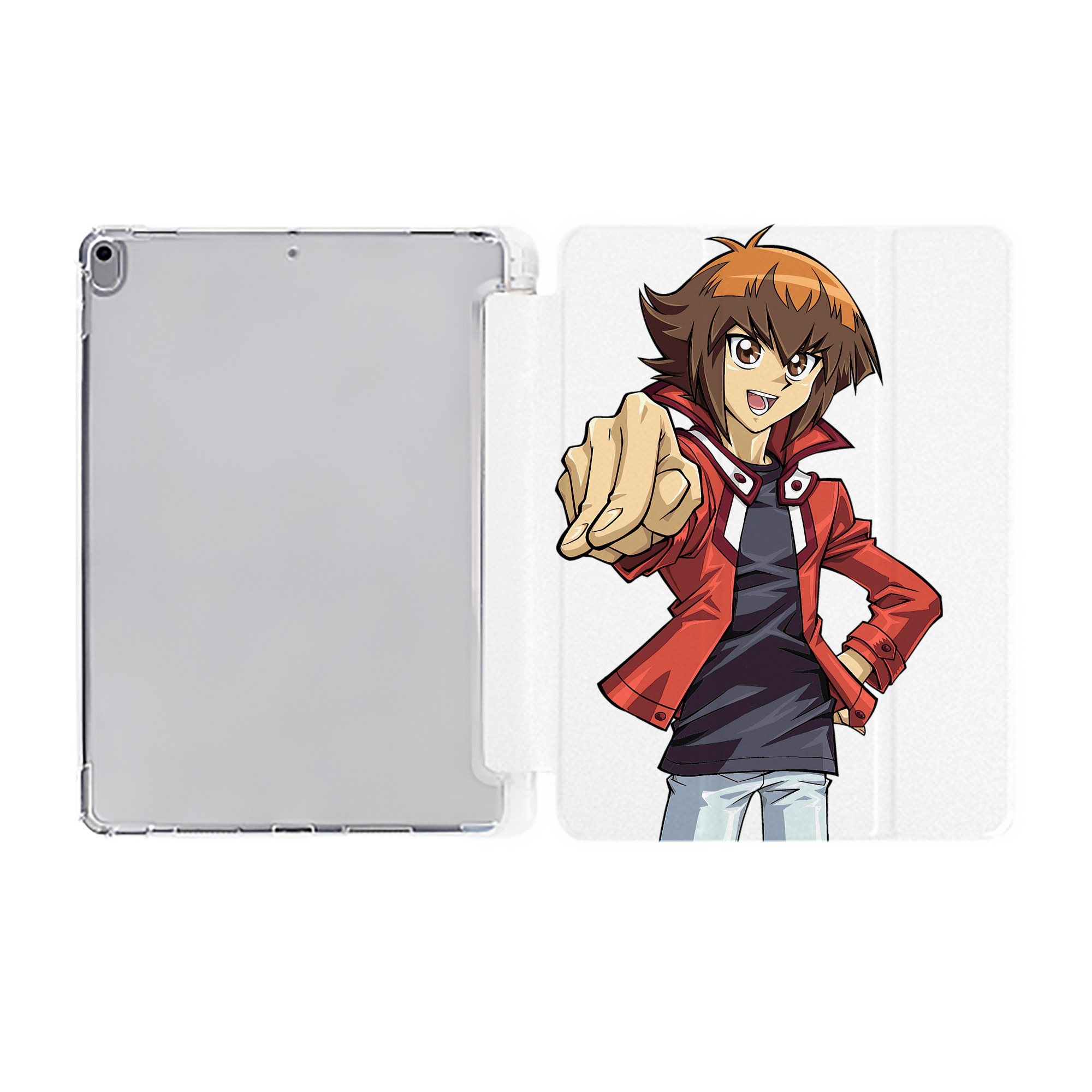 （画像用） 遊☆戯☆王 Yu-Gi-Oh! IPad ケース ペン収納付き 三つ折りスタンド PUレザー×シリコン 対応機種9.5/10.5/10.9インチ